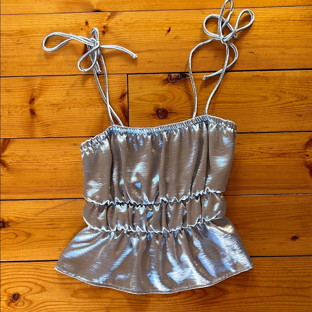 Forever 21 Blue/Silver Metallic Women's Camisole Top. Size S.